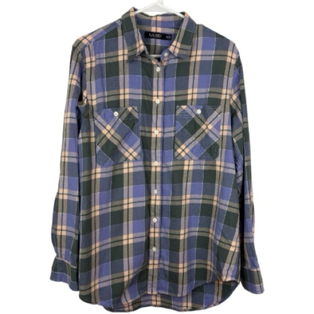 Lauren Ralph Lauren 100% Cotton Lavender, Green & Peach Plaid Button-Up size XL - Picture 2 of 12